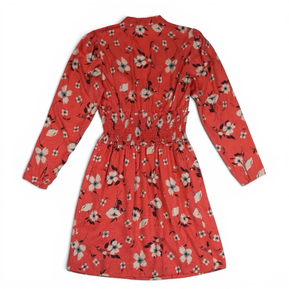 Rebecca Taylor Daniella Silk Blend Floral Smocked Long Sleeve Pockets Dress 4 - Picture 7 of 7